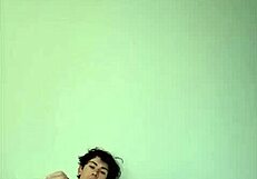 Skinny teen strokes monster cock horny on sunny bed