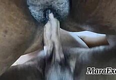 mara exotic's creamy hairy ebony milf pussy takes pov backshots from thick cock