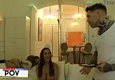 What happens when two studs double team Ukrainian model Josephine's big pussy?