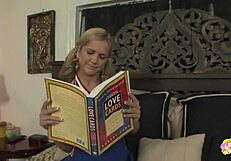 A blonde and her super hot brunette lesbian friend lick pussies wildly on the bed