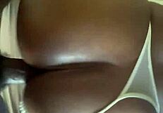 Monster cock pounds my hairy ebony wife's fat chubby ass and pussy hard