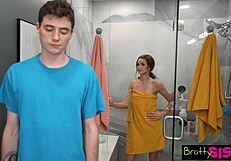 nikki nicole seduces shy stepbro with steamy shower deepthroat blowjob cumshot