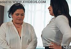 thick bbw sarah arabic and karla lane share boss cock at work