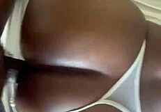 Monster cock pounds my hairy ebony wife's fat chubby ass and pussy hard