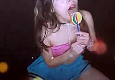 bonneyuwu teases playfully sucking lollipop for eleven long minutes
