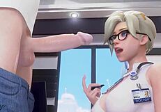mercy sucks cock deep in intense blowjob session