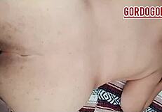 Fat big ass tits slut taken anal by lover bent over hard.