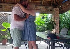 Creampie Fucking Best Friend's Wife on Patio at Work