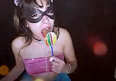 bonneyuwu teases playfully sucking lollipop for eleven long minutes