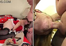 Granny Carmen Fucks Dildo and Sucks Cock Christmas Style