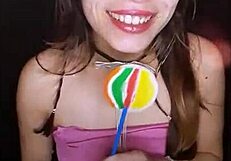 bonneyuwu teases playfully sucking lollipop for eleven long minutes