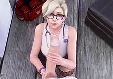 mercy sucks cock deep in intense blowjob session