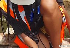 i got her wet pussy creampied doggystyle bent over at the construction site with bbc