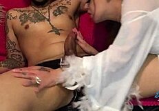 Madame snow's big ass milf twerks in lingerie before wet blowjob cock milking and dildo asshole masturbation