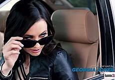 small tits stalker sneaks in to rim petite brunette's hairy pussy and ass in lesbian play