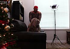 Big tit blonde milf elf takes creampie from santa's son