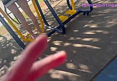 wife flashes miniskirt ass for husband in crowded public park street