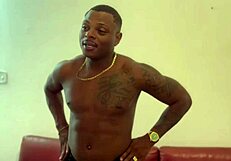 Bodybuilder shoves monster black cock deep into milf whore's tight ass for rough anal pounding