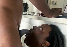 bbw desk slut chokes on big black cock deepthroat gagging spit sloppy face fuck cum covered