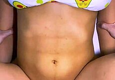 I shared a naughty laugh with stepdad's best friend in the kitchen before we kissed