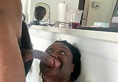 bbw desk slut chokes on big black cock deepthroat gagging spit sloppy face fuck cum covered