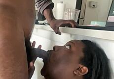 bbw desk slut chokes on big black cock deepthroat gagging spit sloppy face fuck cum covered