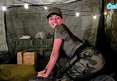 Horny Amateur Soldier Fingers Wet Pussy to Orgasm Live