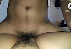 Thai milf watches close-up as sweaty guy pounds her bedroom tits hard