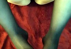 babe in stockings gives first homemade footjob pov cumshot