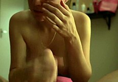 brune babe slurps huge cock sloppy wet cum covered blowjob