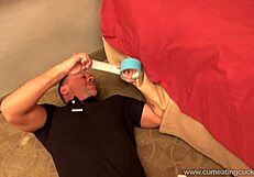 Stephanie Saint fucks maintenance man while cuckold eats cum