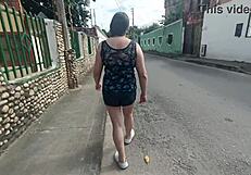 Whoa, Colombian Latina Stepmom's Giant Cameltoe Bulges in Shorts on Street with Stepson!