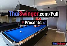 our amateur thai teen couple played pool then fucked passionately doggystyle