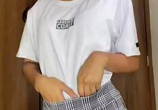 petite schoolgirl dances nude teasing her small tits body