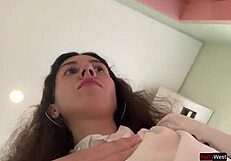 Friend cums on my face at cafe so I eat sperm-covered food