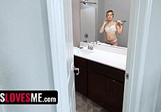 god, i'm hooked spying on skinny blonde stepsis ashley alexander showering in thong