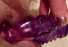 little friend lends her wet pussy a hand with dildo toys and hot cum play!