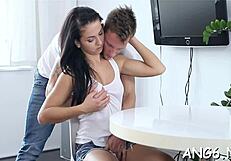 hot brunette teen debra c rides cock doggystyle cowgirl hardcore