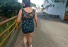 Whoa, Colombian Latina Stepmom's Giant Cameltoe Bulges in Shorts on Street with Stepson!