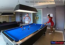 our amateur thai teen couple played pool then fucked passionately doggystyle
