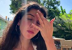 Friend cums on my face at cafe so I eat sperm-covered food