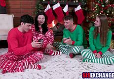 Stepsisters swap stepbrothers unleashing hardcore foursome frenzy everywhere