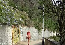 skinny slut stripes shaved pussy center barcelona