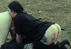 Picnic turns wild with ass eating piss and rough face fucking