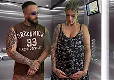 my pregnant hot neighbor gave me elevator deepthroat blowjob i came all over her big tits belly