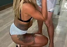 Tattooed Wife Rides Cuckold's Friend Cock Passionately in Hot 1on1 Steamy Session