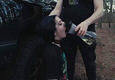 Picnic turns wild with ass eating piss and rough face fucking