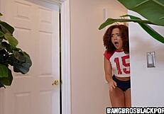 johnny sneaks peeks at stepsis's perfect black teen ass all day