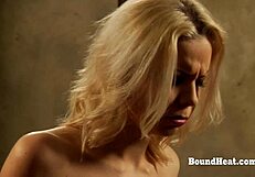 watch this bound lesbian slave as mistress fingers pussy to wild orgasm!