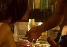 Blonde Pornstar August Rides Cock Wild in Lingerie After Store Closes!